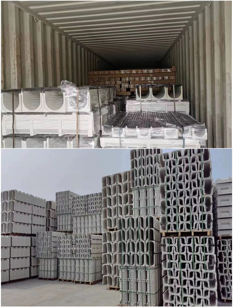 drainage channel load on container